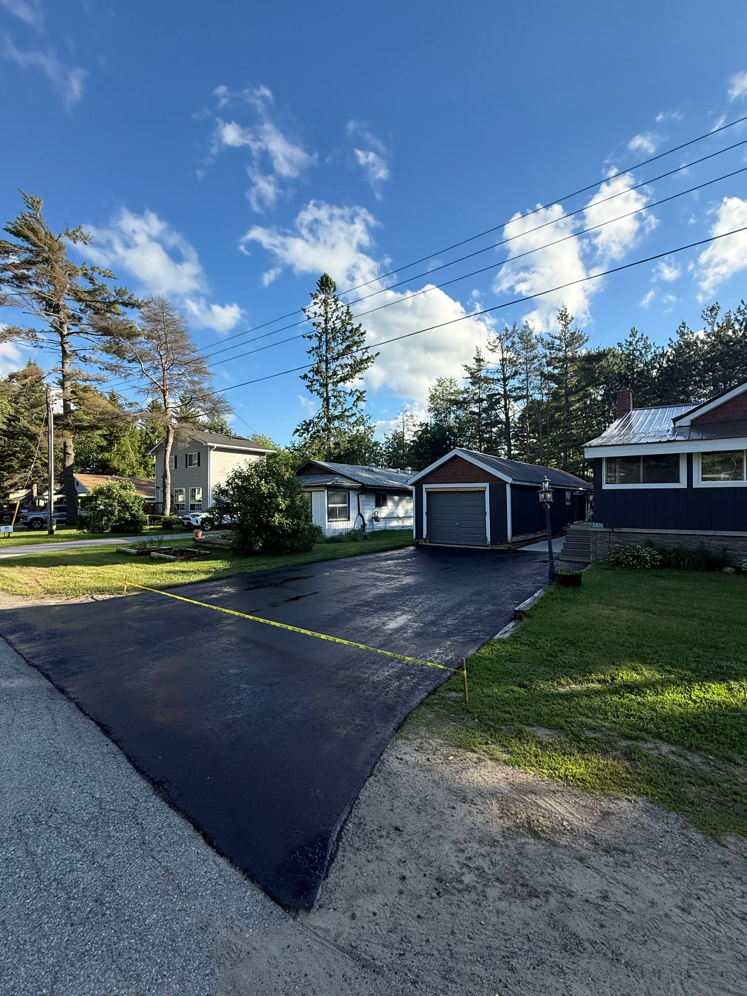 After driveway sealing at a residential driveway in Orillia, ON.